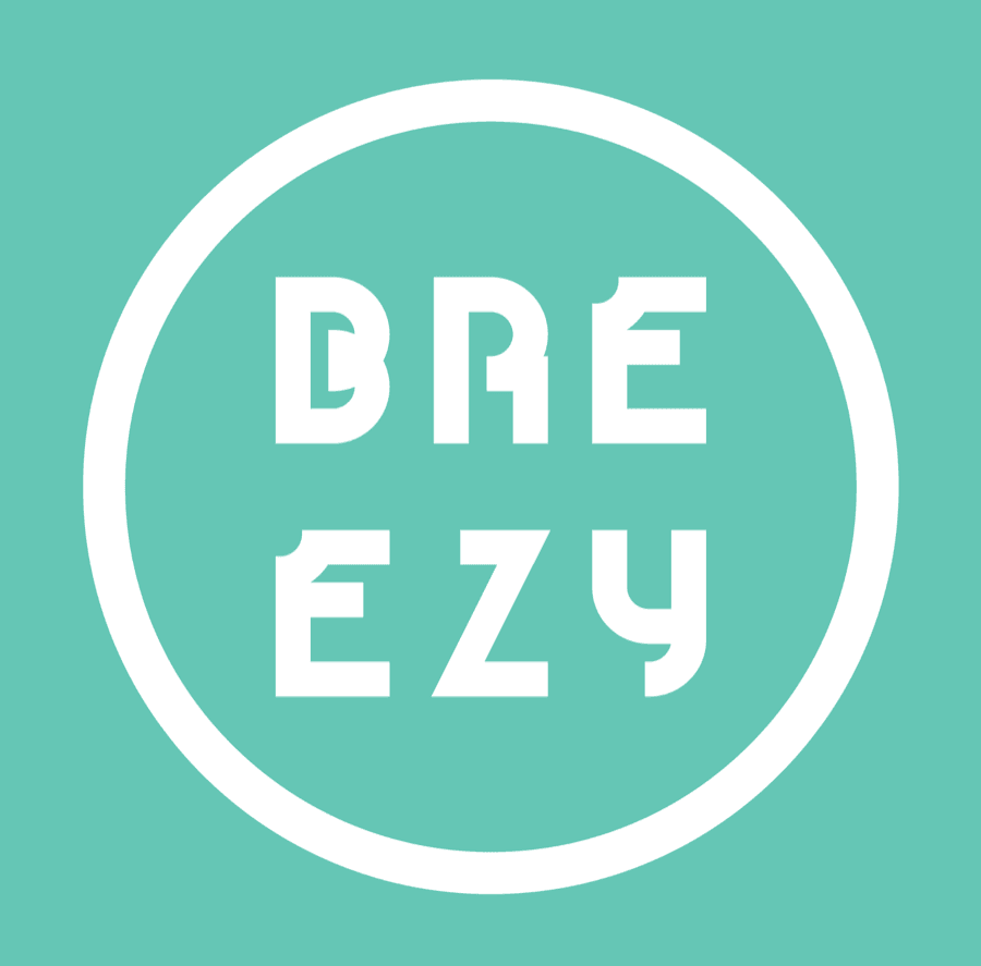 Breezy-logo turkoosilla taustalla