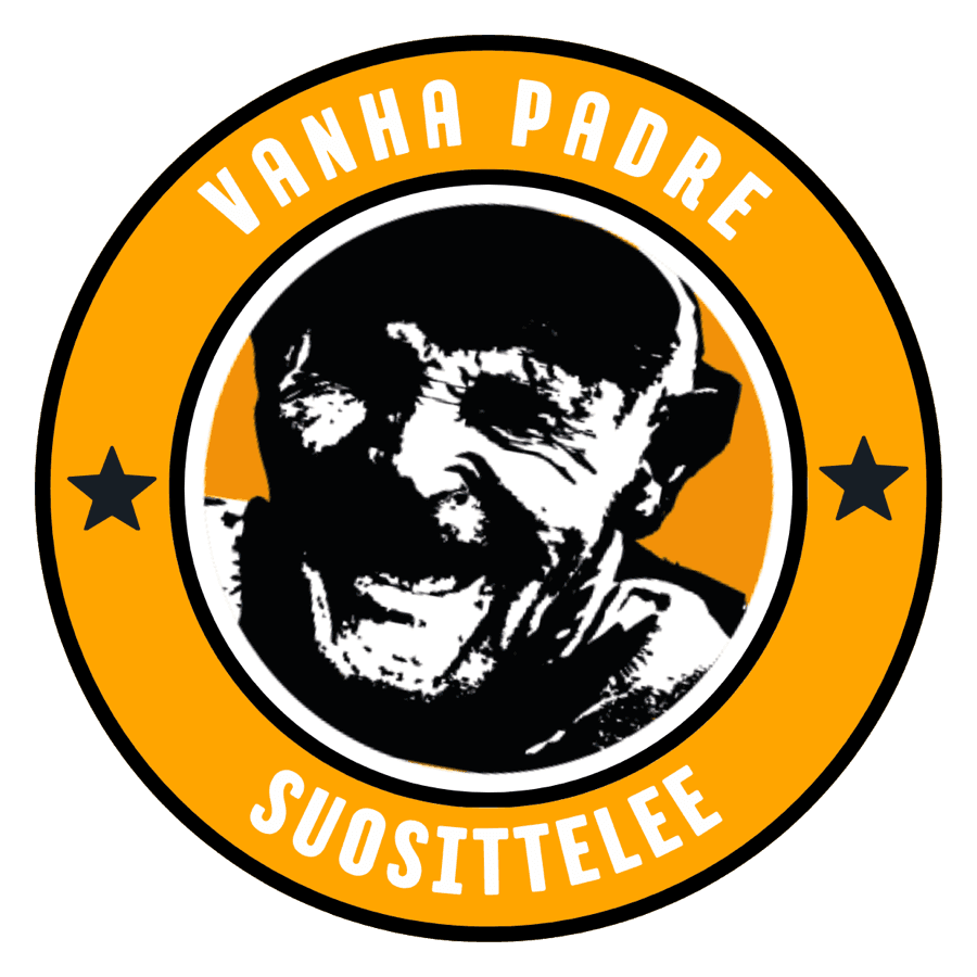 Vanha Padre -logo oranssissa kehässä